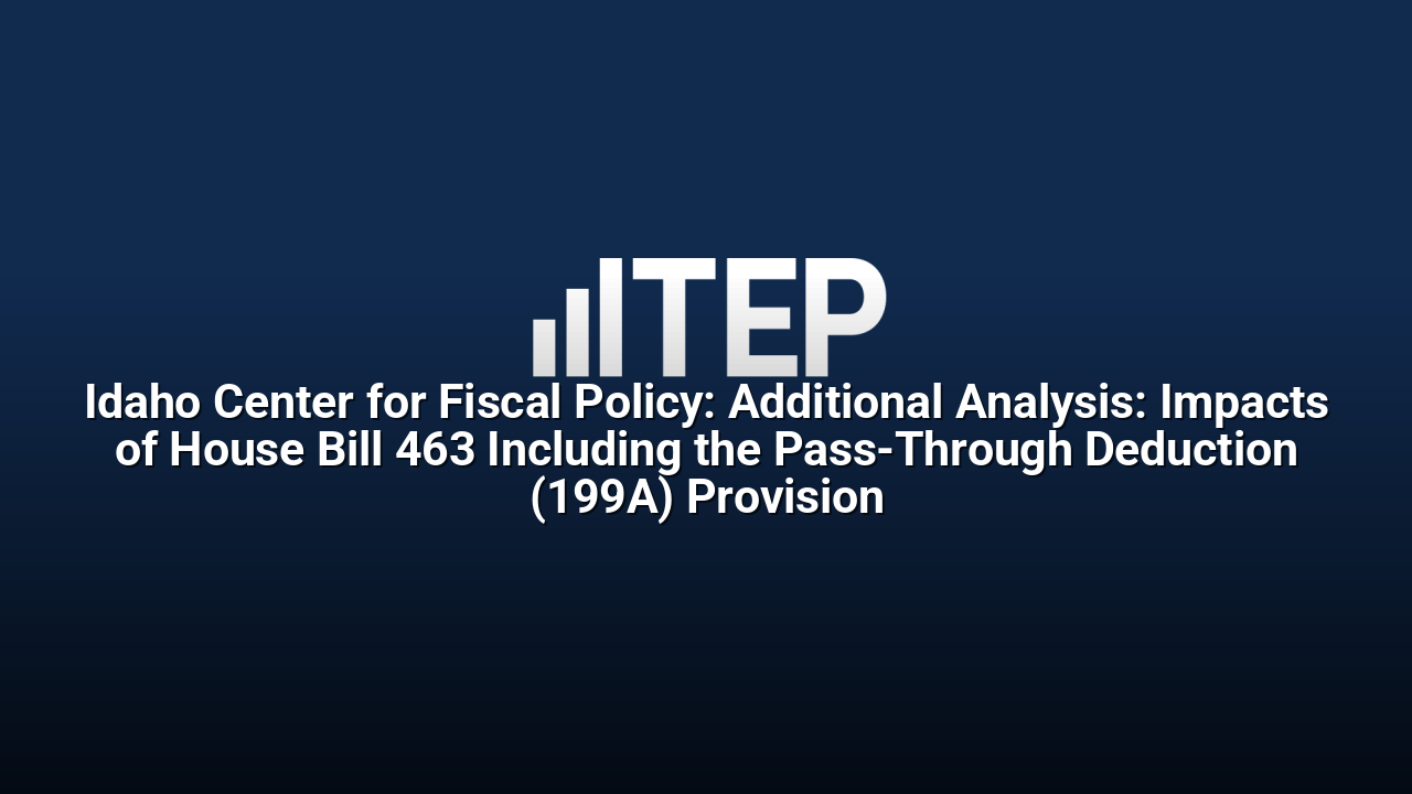 Idaho Center for Fiscal Policy: Additional Analysis: Impacts of House Bill 463 Including the Pass-Through Deduction (199A) Provision