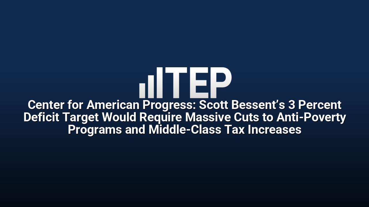 Center for American Progress: Scott Bessent’s 3 Percent Deficit Target Would Require Massive Cuts to Anti-Poverty Programs and Middle-Class Tax Increases